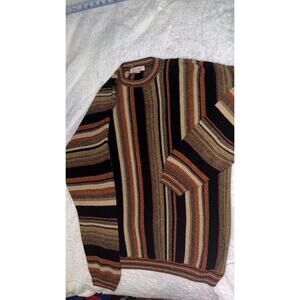 Vintage 90s Pronto Uomo Striped Patterned Sweater Mens 2XL Earthtones Made USA